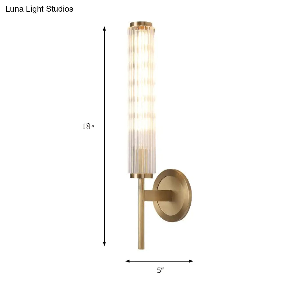 DecorBites™ Brass Wall Mount Cylinder Crystal Light - Contemporary Fixture