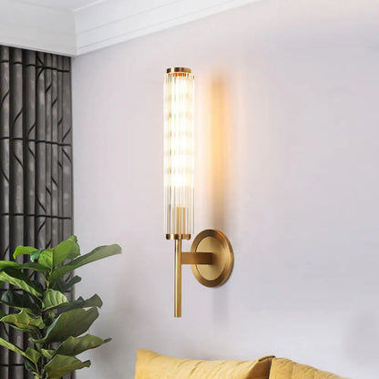 DecorBites™ Brass Wall Mount Cylinder Crystal Light - Contemporary Fixture