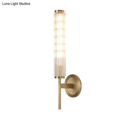 DecorBites™ Brass Wall Mount Cylinder Crystal Light - Contemporary Fixture
