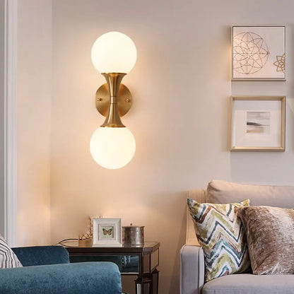 DecorBites™ DecorBites™ Brass Wall Mounted Bathroom Vanity Light with Orb Milky Glass Shade - Modernist Design, Set of 2 Bulbs