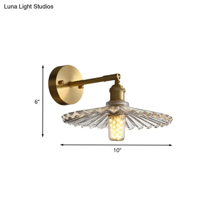 DecorBites™ Brass Wall Mounted Lamp with Scalloped Glass Shade - 1 Head Bedside Sconce Light Fixture