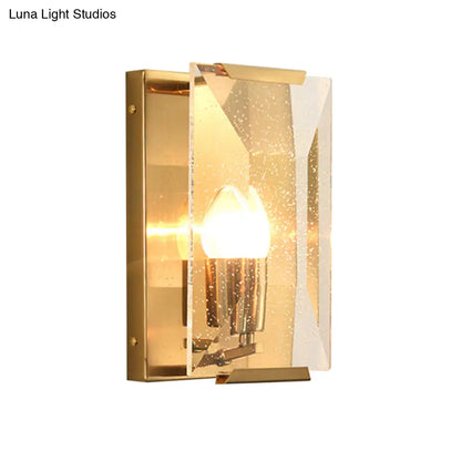 DecorBites™ Brass Wall Sconce with Clear Crystal Shield for a Mid Century Look