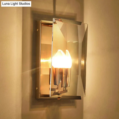 DecorBites™ Brass Wall Sconce with Clear Crystal Shield for a Mid Century Look