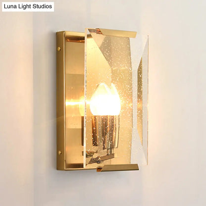 DecorBites™ Brass Wall Sconce with Clear Crystal Shield for a Mid Century Look