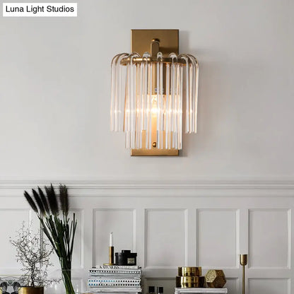DecorBites™ DecorBites™ Brass Wall Sconce with Crystal Rod Shade - Modern & Chic Design