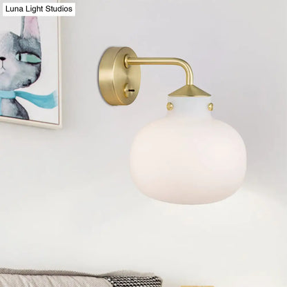 DecorBites™ Brass Wall Sconce with Oblong Milk White Glass Shade - Modern Balcony Light