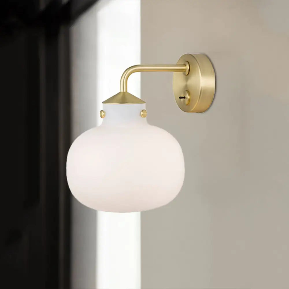 DecorBites™ Brass Wall Sconce with Oblong Milk White Glass Shade - Modern Balcony Light