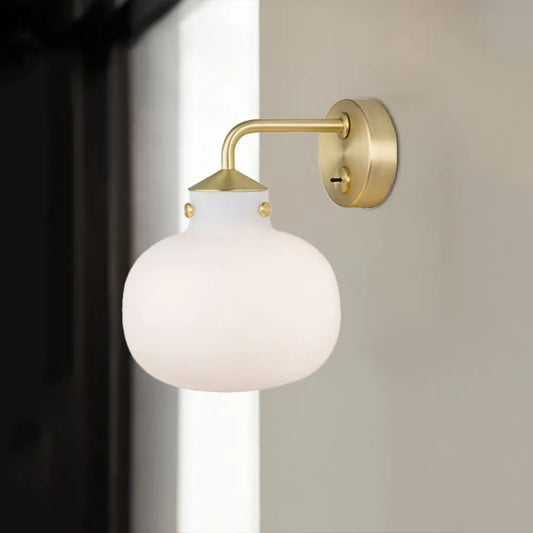 DecorBites™ Brass Wall Sconce with Oblong Milk White Glass Shade - Modern Balcony Light