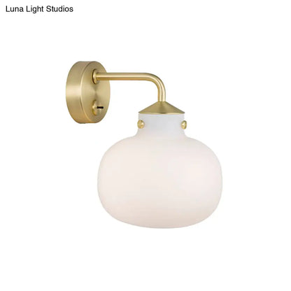 DecorBites™ Brass Wall Sconce with Oblong Milk White Glass Shade - Modern Balcony Light