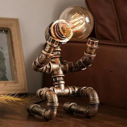 Brass Wrought Iron Night Light with Piping Robot for Head Table - Factory-Made