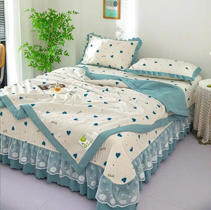 Breathable Cotton Summer Bedding Set - 4 Pieces - 6 / Bed 200