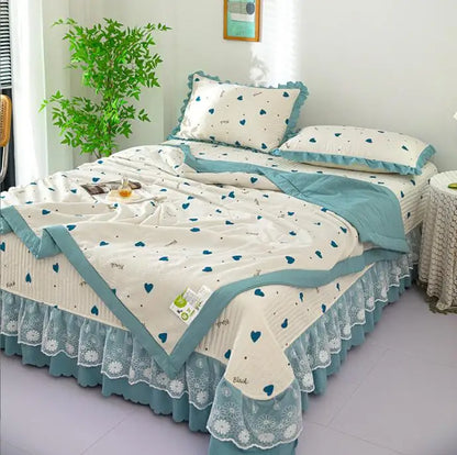 Breathable Cotton Summer Bedding Set - 4 Pieces - 6 / Bed 200