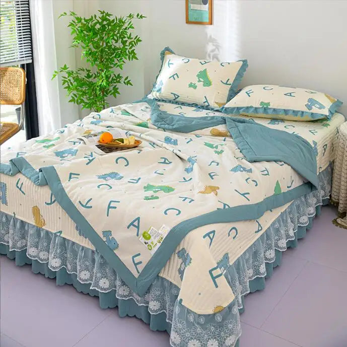 Breathable Cotton Summer Bedding Set - 4 Pieces - 7 / Bed 200