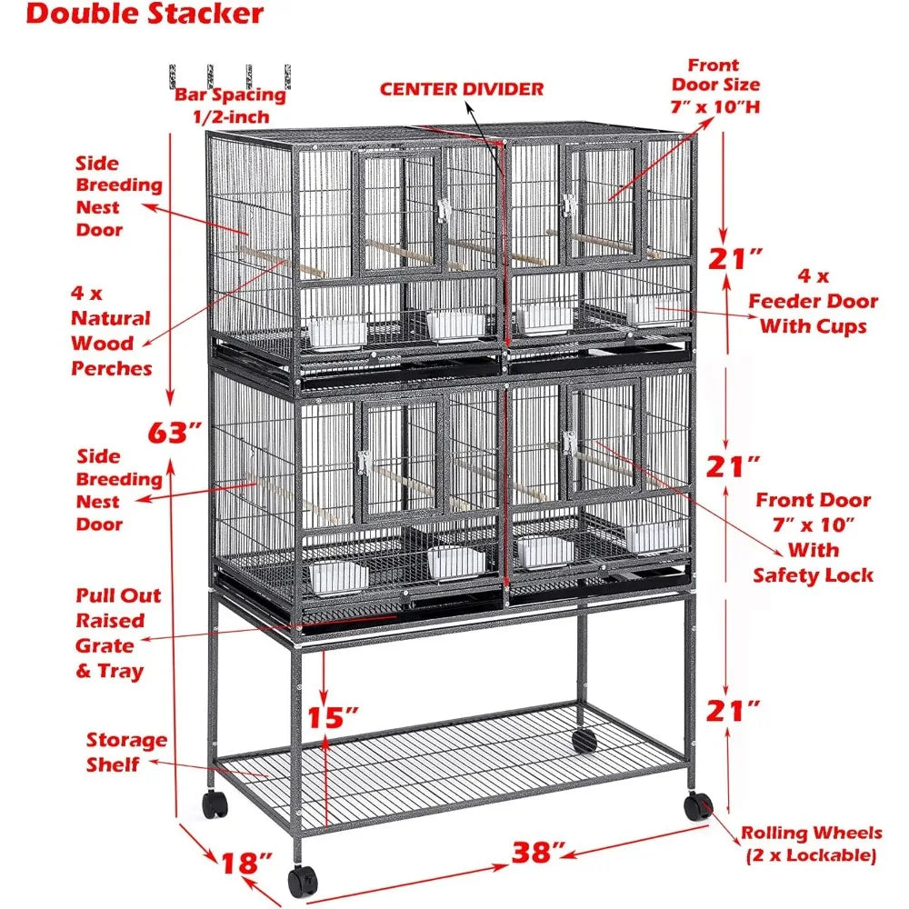 Breeder Bird Cage Stacker with Divided Nest