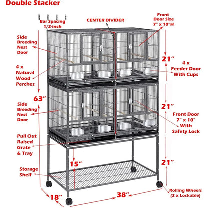 Breeder Bird Cage Stacker with Divided Nest