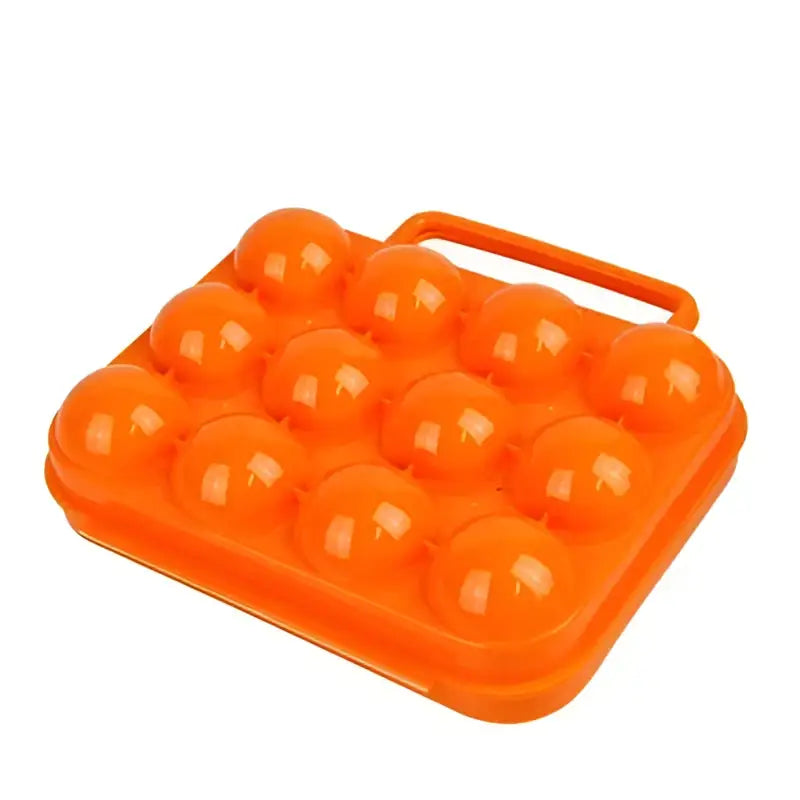Bright orange plastic egg holder storage box with handle for kitchen egg holder storage and organization