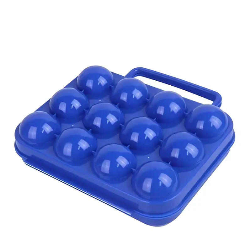 Blue plastic egg holder storage box with handle for kitchen egg holder storage and organization
