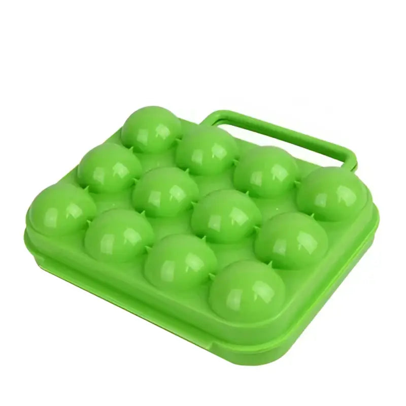 Bright green plastic egg holder storage box with handle for kitchen egg holder storage and transport