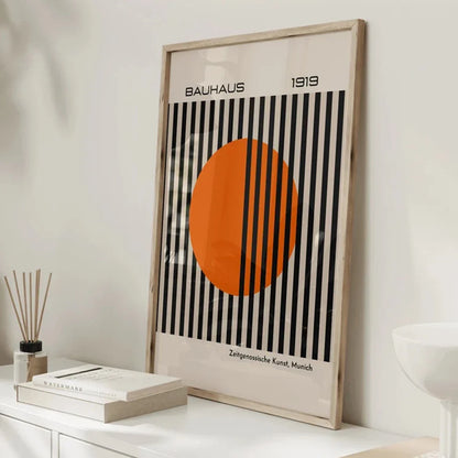 Bright Orange Bauhaus Retro Wall Art