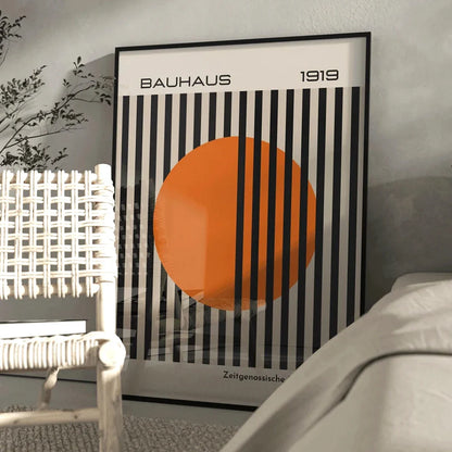 Bright Orange Bauhaus Retro Wall Art - G1051-1 / 40x50cm No Frame