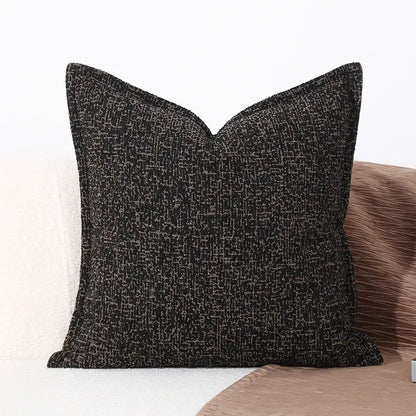 Black textured throw pillow with subtle gray woven pattern in brighton cross stitch cushion cover for living room