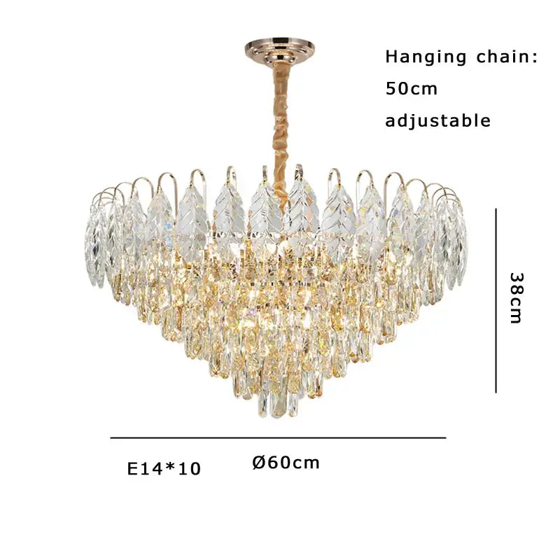 Luxurious decorbites brilliance crystal chandelier in rose gold with amber teardrop crystals and twisted brass chain for living room decor