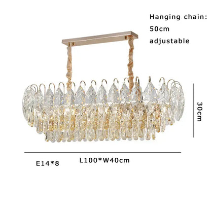 Elegant oval decorbites brilliance crystal chandelier with clear and gold-toned crystal droplets in rose gold frame for living room light