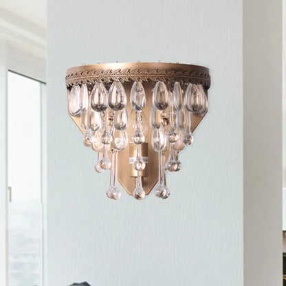 DecorBites™ Bronze 1 Light Wall Sconce with Countryside Crystal Teardrop Design