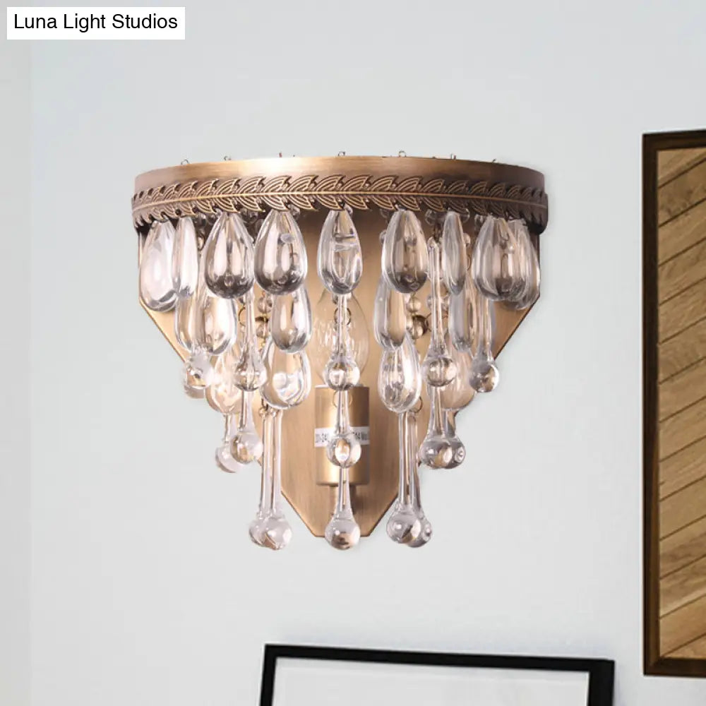 DecorBites™ Bronze 1 Light Wall Sconce with Countryside Crystal Teardrop Design