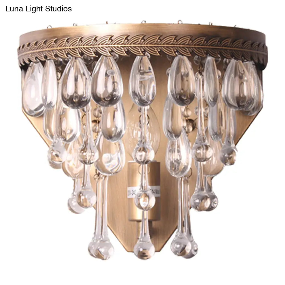 DecorBites™ Bronze 1 Light Wall Sconce with Countryside Crystal Teardrop Design