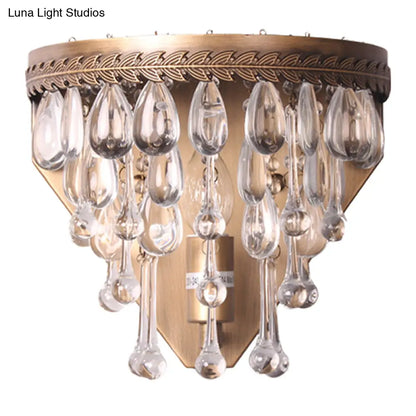 DecorBites™ Bronze 1 Light Wall Sconce with Countryside Crystal Teardrop Design