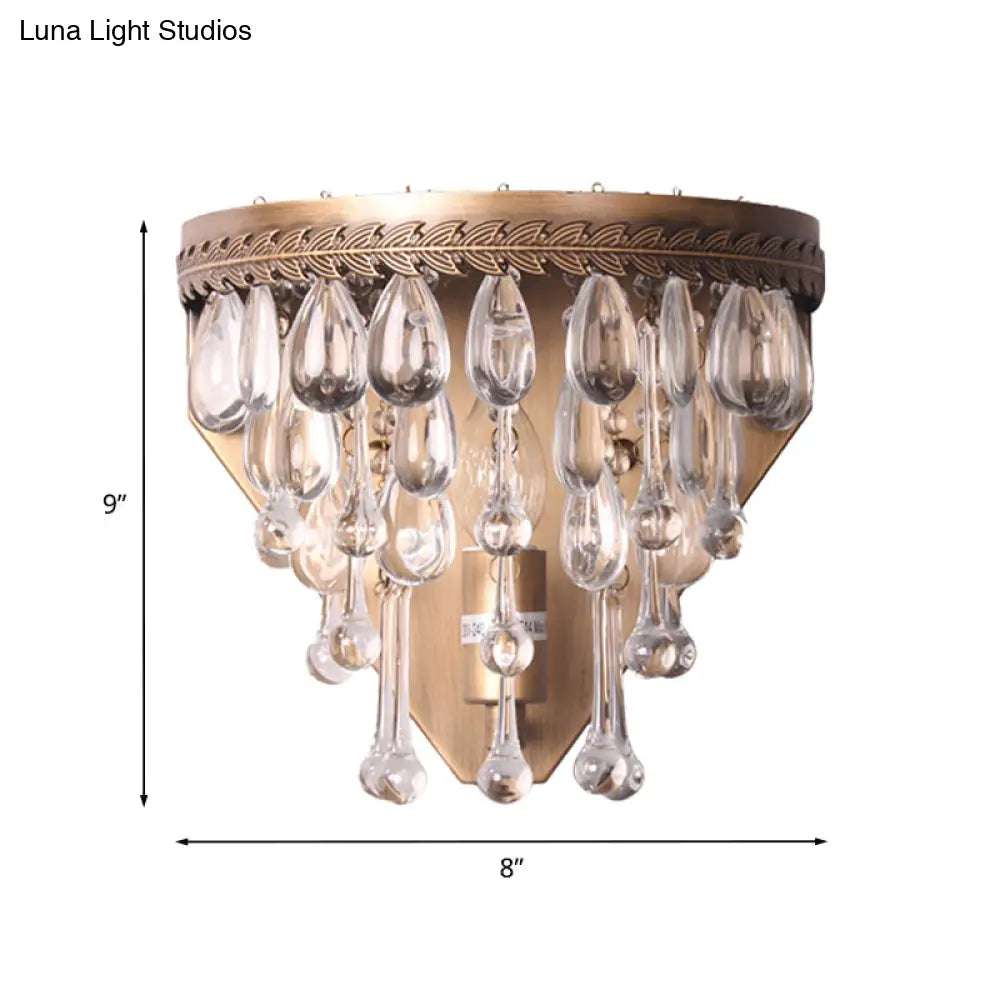 DecorBites™ Bronze 1 Light Wall Sconce with Countryside Crystal Teardrop Design