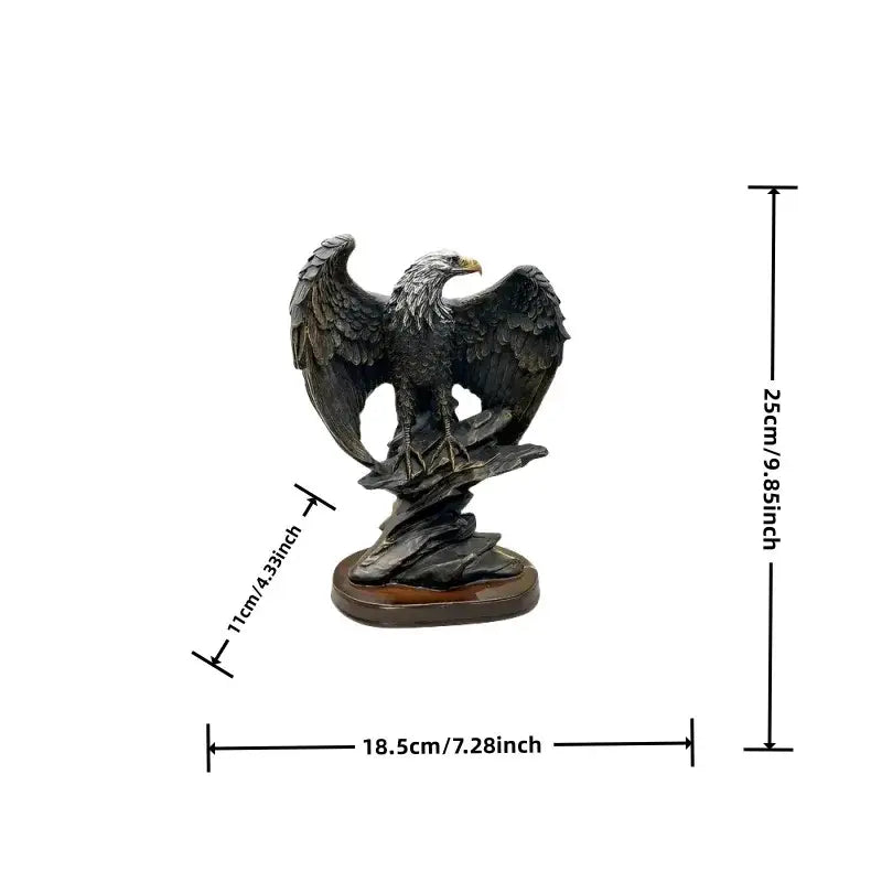 Bronze and gold eagle statue resin ornament with detailed feathering and outstretched wings for office decor