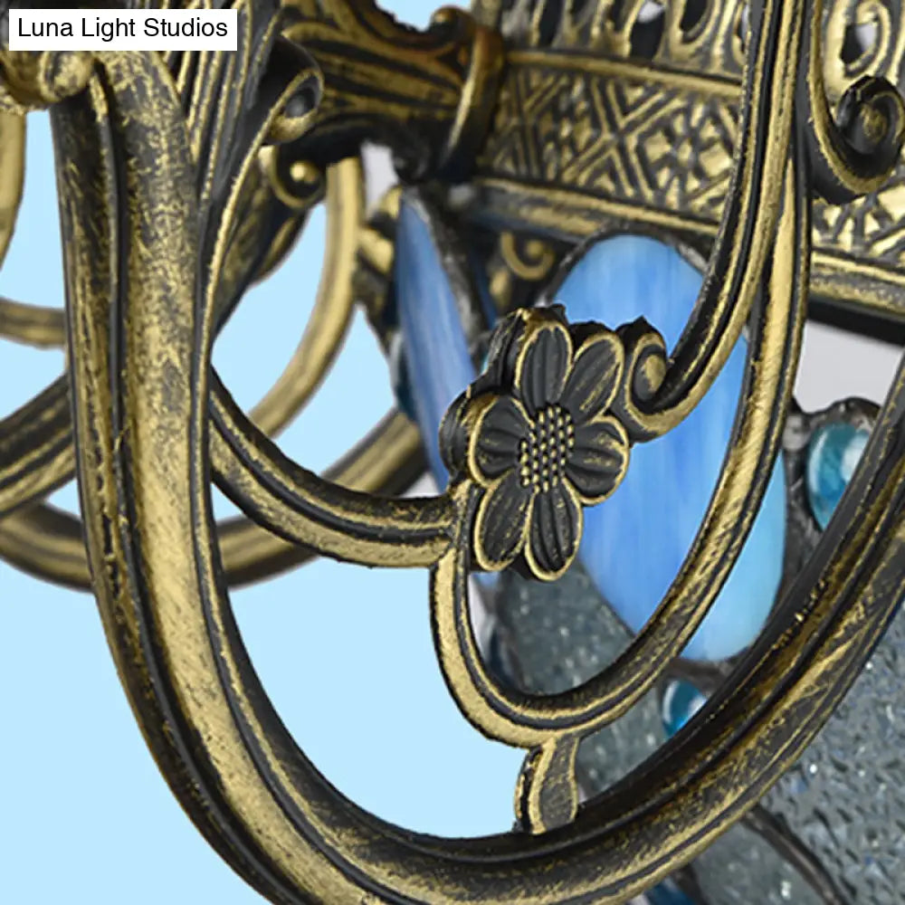 Bronze Beaded Chandelier Lamp - Antique Style, 3/8/11 Lights, Cut Glass Hanging Kit for Living Room