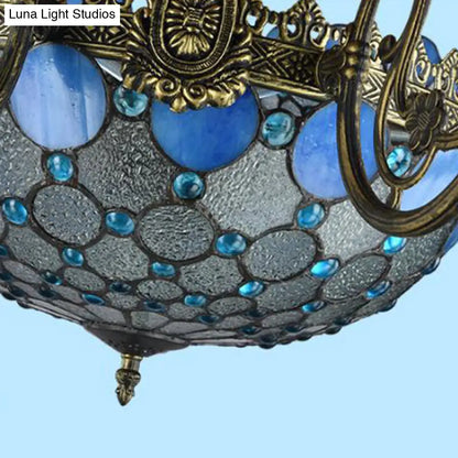 Bronze Beaded Chandelier Lamp - Antique Style, 3/8/11 Lights, Cut Glass Hanging Kit for Living Room