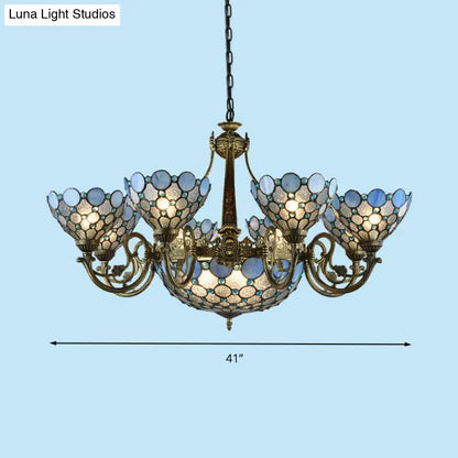 Bronze Beaded Chandelier Lamp - Antique Style, 3/8/11 Lights, Cut Glass Hanging Kit for Living Room