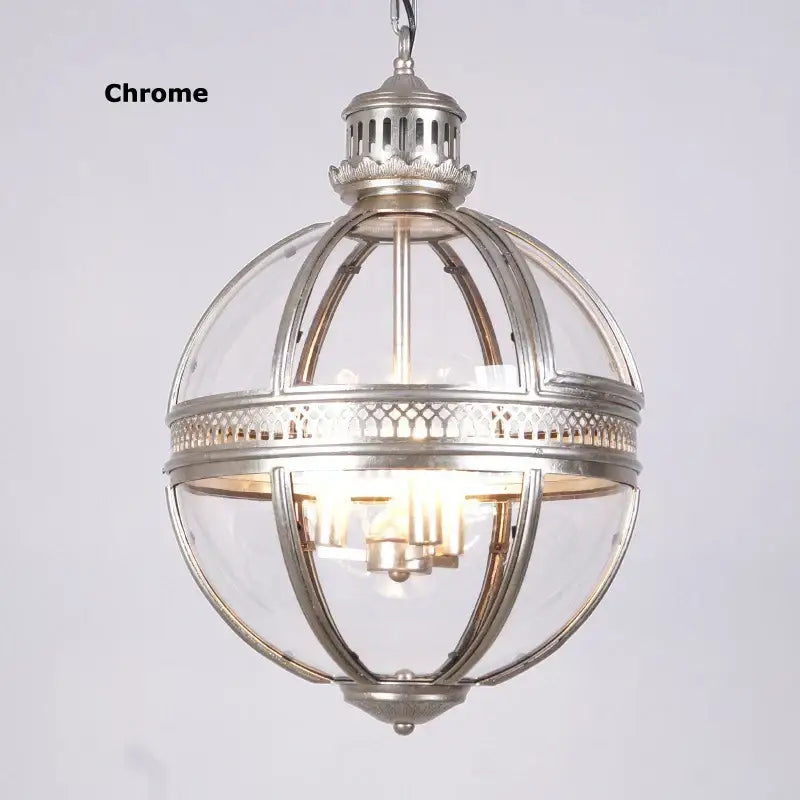 Bronze black glass globe chandelier foyer light with chrome finish spherical pendant and ornate metalwork decorbites bronze black