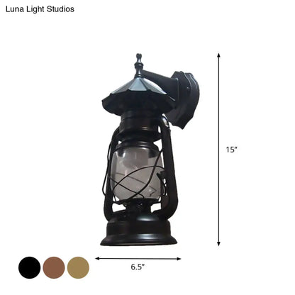 DecorBites™ Bronze/Black Nautical Wall Light with Transparent Glass and Kerosene Style for Foyer Decoration