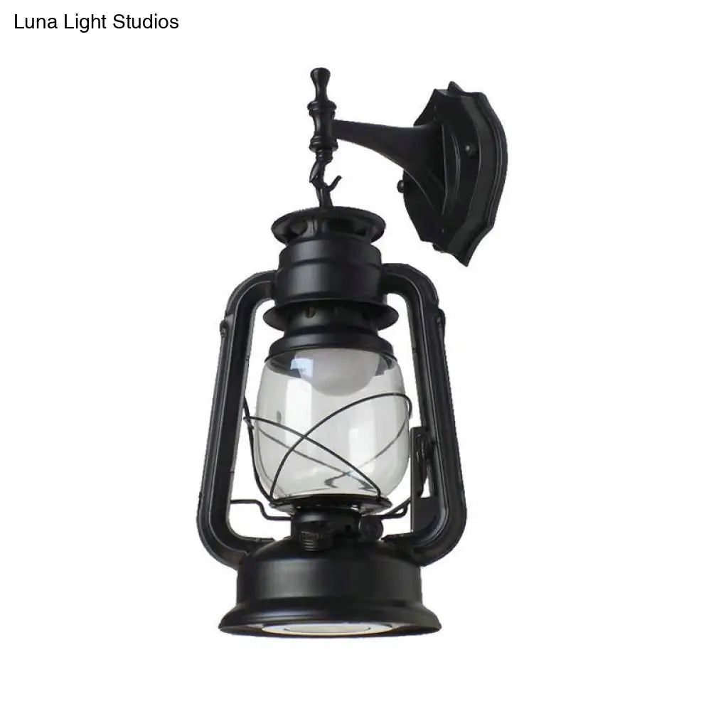 DecorBites™ Bronze/Black Nautical Wall Light with Transparent Glass and Kerosene Style for Foyer Decoration