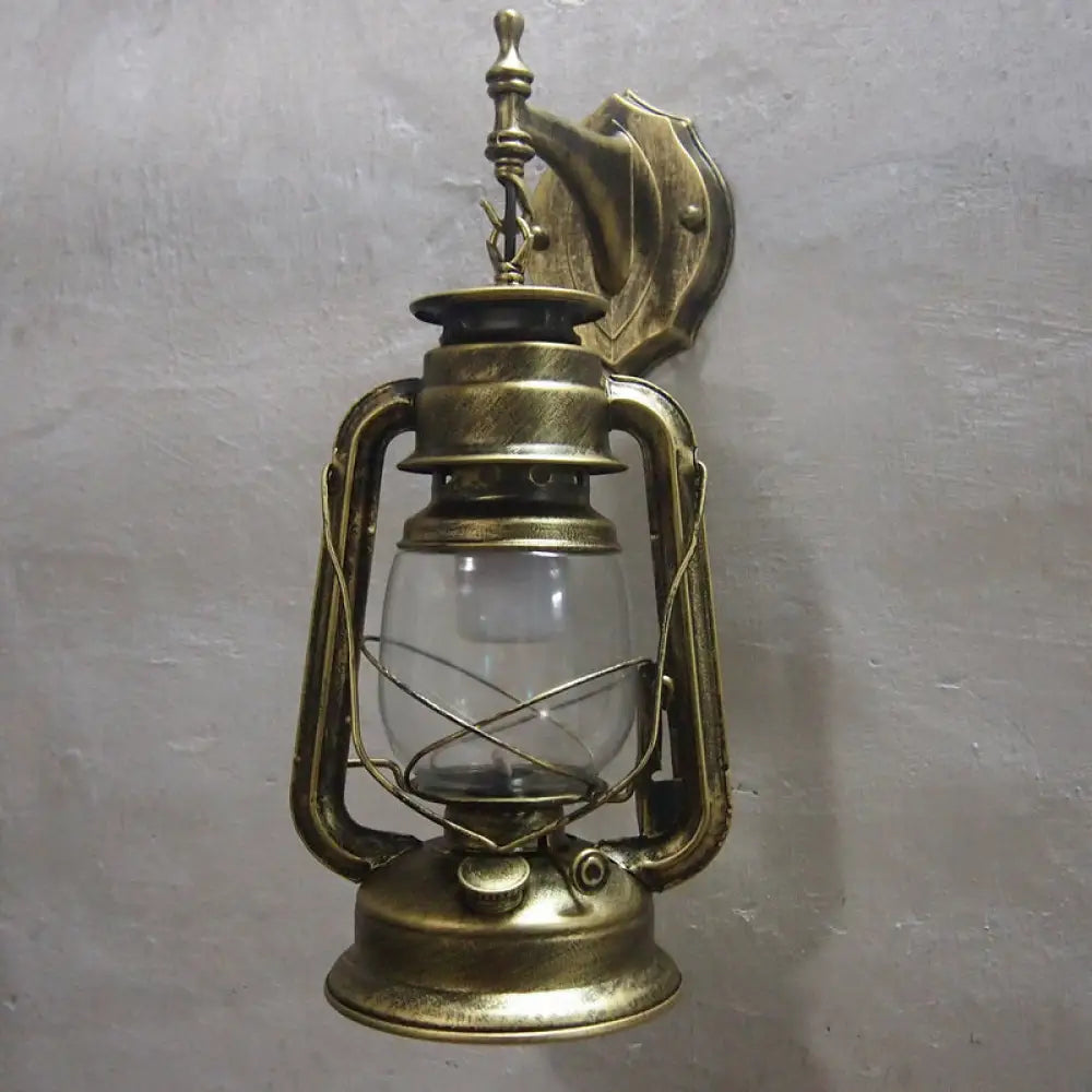 DecorBites™ Bronze/Black Nautical Wall Light with Transparent Glass and Kerosene Style for Foyer Decoration