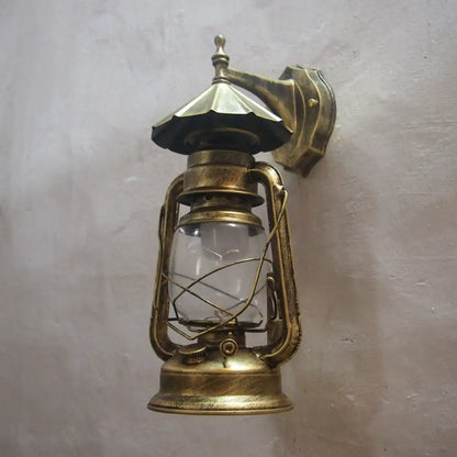 DecorBites™ Bronze/Black Nautical Wall Light with Transparent Glass and Kerosene Style for Foyer Decoration
