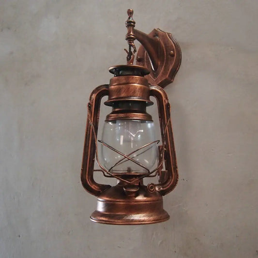 DecorBites™ Bronze/Black Nautical Wall Light with Transparent Glass and Kerosene Style for Foyer Decoration