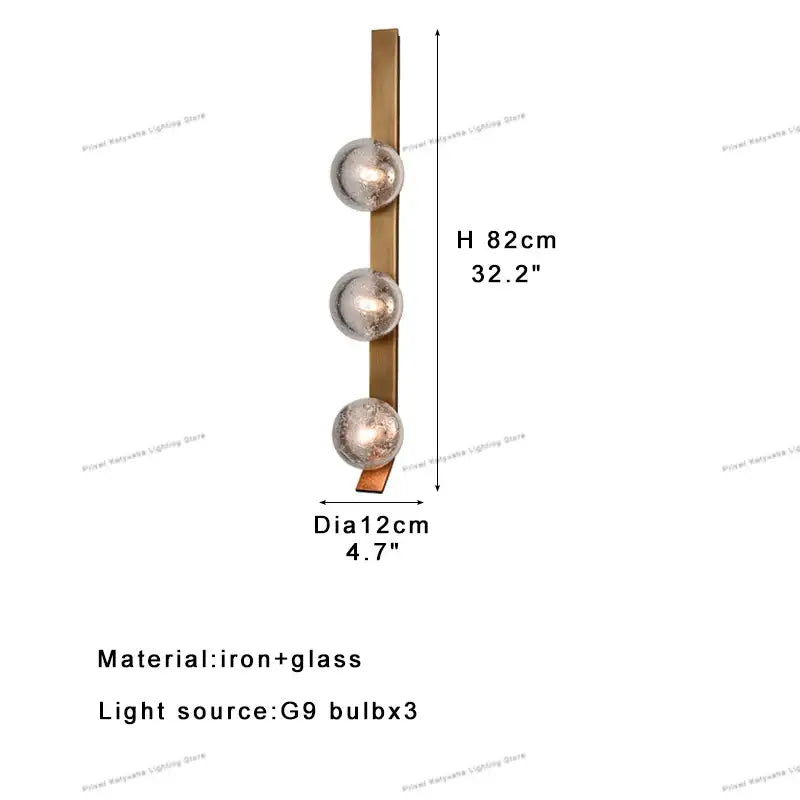 Modern bronze bubble glass wall sconce lamps featuring three spherical glass globes ideal for bedroom lighting
