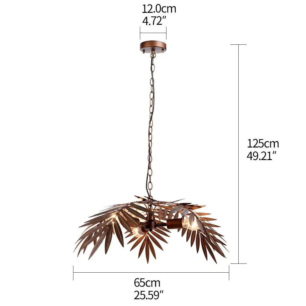 Bronze coconut tree pendant lamp with bronze-finished metal and leaf-shaped design for dining room decorbites bronze coconut