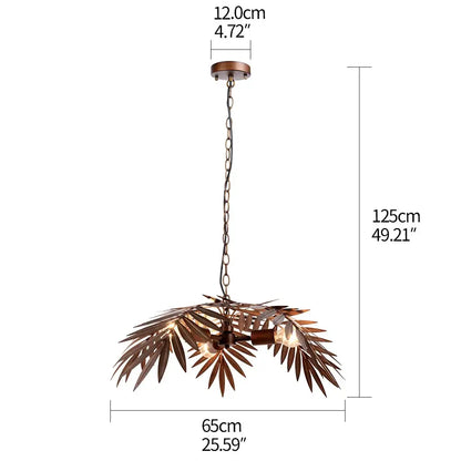 Bronze coconut tree pendant lamp with bronze-finished metal and leaf-shaped design for dining room decorbites bronze coconut