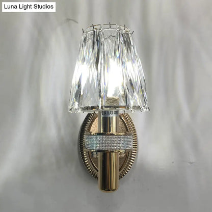 DecorBites™ Bronze Contemporary Crystal Wall Sconce with Conic 1-Head Light