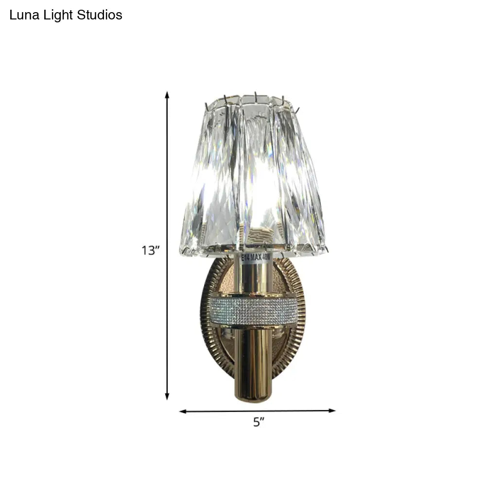 DecorBites™ Bronze Contemporary Crystal Wall Sconce with Conic 1-Head Light