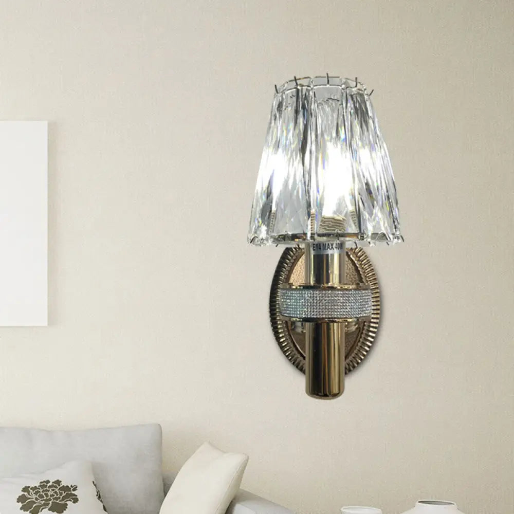 DecorBites™ Bronze Contemporary Crystal Wall Sconce with Conic 1-Head Light