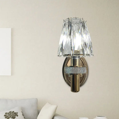 DecorBites™ Bronze Contemporary Crystal Wall Sconce with Conic 1-Head Light