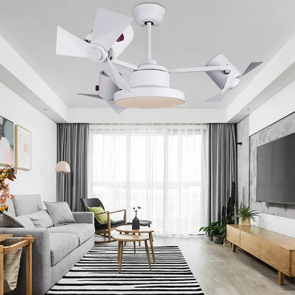White ceiling fan with four blades and integrated lighting for living room in decorbites ceiling fan bronze collection